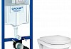 Комплект Инсталляция Grohe Rapid SL 3 в 1 с кнопкой хром + Унитаз Gustavsberg Hygienic Flush безободковый