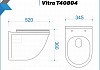 Унитаз подвесной Teymi Vitra безободковый, сиденье микролифт T40804 № 3