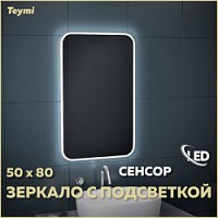 Превью фото Зеркало настенное с подсветкой в ванную Teymi Solli 50х80 LED сенсор на взмах T20202IR № 1