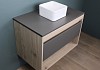 Тумба подвесная с раковиной для ванной 75 см Teymi Ritta корпус дуб фасад графит раковина Helmi Mini 24 F03403 № 3