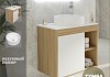 Тумба подвесная с раковиной для ванной 70 см Teymi Nura корпус дуб фасад белый раковина Lina D41 F03493