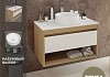 Тумба подвесная с раковиной для ванной 85 см Teymi Ritta корпус дуб фасад белый раковина Lina D35 F11676