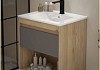 Тумба подвесная с раковиной для ванной 60 см Teymi Vitra корпус дуб фасад графит раковина Ritta 60 F16010