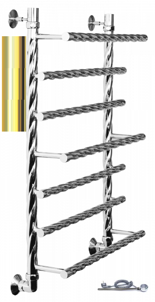 Полотенцесушитель электрический Двин Q BRAID electro 100/60 1"-3/4"-1/2" ТЭН справа К эл, Золотой хром 4627170784163