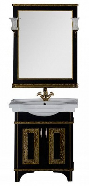 Комплект мебели для ванной Aquanet Валенса 80 черный краколет/золото 180459