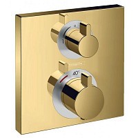 Превью фото Термостат Hansgrohe Ecostat Square , скрытого монтажа, для 2 потребителей, полированное золото 15714990 № 1
