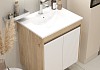 Тумба подвесная с раковиной для ванной 60 см Teymi Netta корпус дуб фасад белый раковина Ritta 60 F16019 № 6