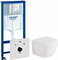 Превью фото Комплект Инсталляция Grohe Rapid SL 4 в 1 с кнопкой смыва + Унитаз Grohe Euro Ceramic безободковый с микролифтом № 1