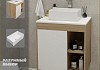 Тумба подвесная с раковиной для ванной 60 см Teymi Nura корпус дуб фасад белый раковина Helmi Mini 38 F03429 № 16