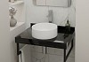 Столешница керамогранитная 70 см черный мрамор с раковиной Teymi Lina D35 кронштейны 2 шт. черные в комплекте F14367 № 18