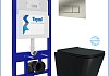 Инсталляция с унитазом комплект 5 в 1 Teymi унитаз подвесной безободковый Helmi Pro Vortex Black черный матовый кнопка нержавеющая сталь F16379 № 2