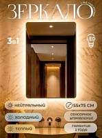 Превью фото Зеркало настенное с подсветкой в ванную Teymi Vinga 550х750 LED сенсор T20703 № 1