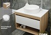 Тумба подвесная с раковиной для ванной 75 см Teymi Ritta корпус дуб фасад белый раковина Lina D41 F03393