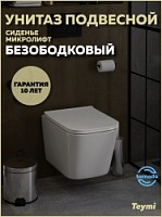 Превью фото Унитаз подвесной торнадо безободковый с быстросъемным сиденьем микролифт Teymi Helmi Pro Vortex T40310 № 1