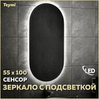 Превью фото Зеркало настенное с подсветкой в ванную Teymi Iva 55х100 LED сенсор на взмах T20603IR № 1