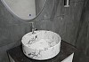 Раковина для ванной накладная Teymi Lina S D40 белый мрамор в комплекте донный клапан клик-клак белый F12592 № 4