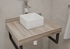 Столешница керамогранитная 60 см дуб кашмир с раковиной Teymi Helmi Mini 24 кронштейны 2 шт. черные в комплекте F15546 № 3