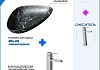 Раковина для ванной накладная Teymi Ellie 60 черный мрамор в комплекте смеситель высокий хром F12815 № 15