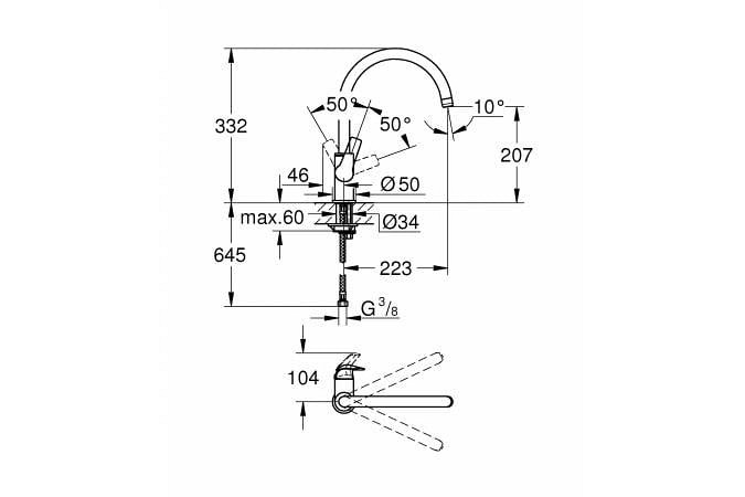 Смеситель для кухни grohe bauedge хром 31367001