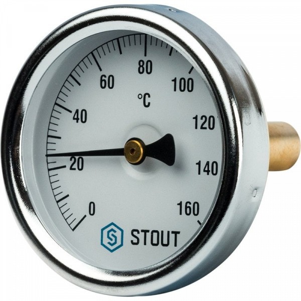 SIM-0002-635015 STOUT Термометр биметаллический с погружной гильзой. Корпус Dn 63 мм, гильза 50 мм 1/ 2"