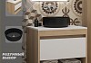 Тумба подвесная с раковиной для ванной 55 см Teymi Ritta корпус дуб фасад белый раковина Lina D31 черная матовая F15109