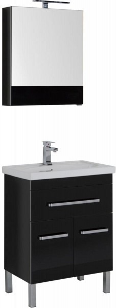 Комплект мебели для ванной Aquanet Сиена 60 черная, 1 ящик, 2 двери