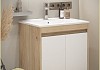 Тумба подвесная с раковиной для ванной 60 см Teymi Netta корпус дуб фасад белый раковина Ritta 60 F15931