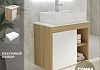 Тумба подвесная с раковиной для ванной 70 см Teymi Nura корпус дуб фасад белый раковина Aina 56 F03496