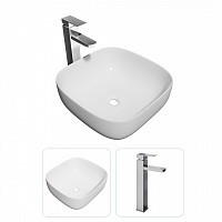 Превью фото Раковина накладная для ванной Teymi Solli 41 в комплекте смеситель высокий хром F07276 № 1