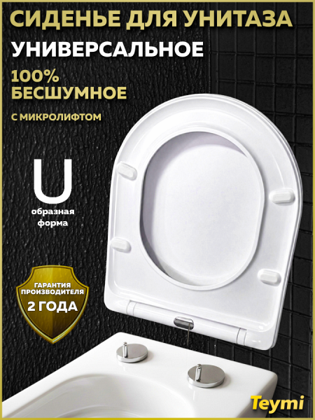 Сиденье для унитаза Teymi S40802 (совместимо T40802) быстросъемное, дюропласт, микролифт