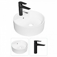 Превью фото Раковина накладная для ванной Teymi Lina S D40 в комплекте смеситель черный матовый F07442 № 1