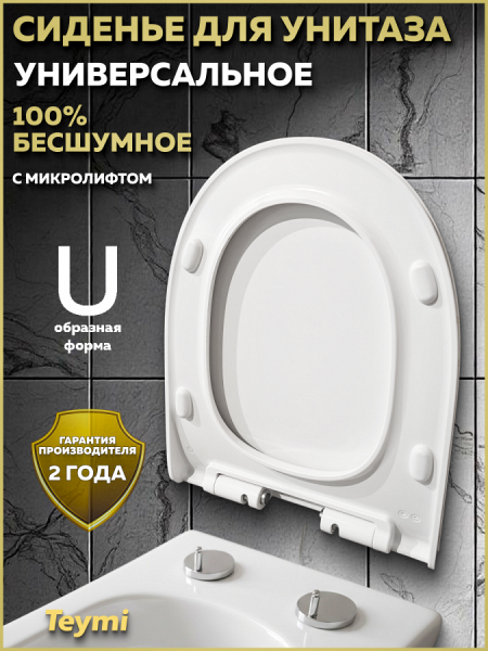 Сиденье для унитаза Teymi S40801 (совместимо T40801; T40803) быстросъемное, дюропласт, микролифт