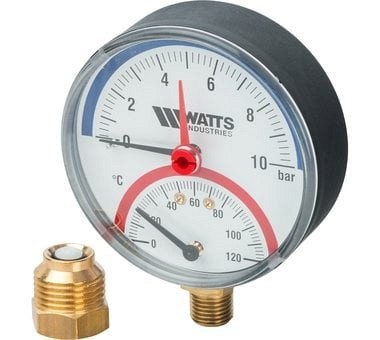 Watts F+R828 Термоманометр радиальный 10х1/2" DN 80 (0-10 бар)