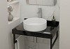 Столешница керамогранитная 70 см черный мрамор с раковиной Teymi Lina D41 кронштейны 2 шт. черные в комплекте F14363 № 18
