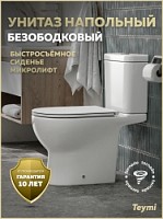 Превью фото Унитаз напольный торнадо безободковый с быстросъемным сиденьем микролифт Teymi Laina Vortex T40124 № 1
