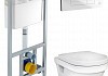 Комплект Инсталляция Gustavsberg EasyMont 3 в 1 с белой кнопкой + Унитаз Gustavsberg Hygienic Flush WWC безободковый