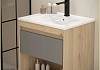 Тумба подвесная с раковиной для ванной 60 см Teymi Vitra корпус дуб фасад графит раковина Ritta 60 F15922