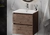Тумба подвесная с раковиной для ванной 50 см Laina дуб темный раковина Ritta 50 F16037 № 4