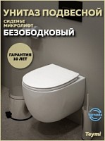 Превью фото Унитаз подвесной торнадо безободковый с быстросъемным сиденьем микролифт Teymi Lori Vortex T40502 № 1