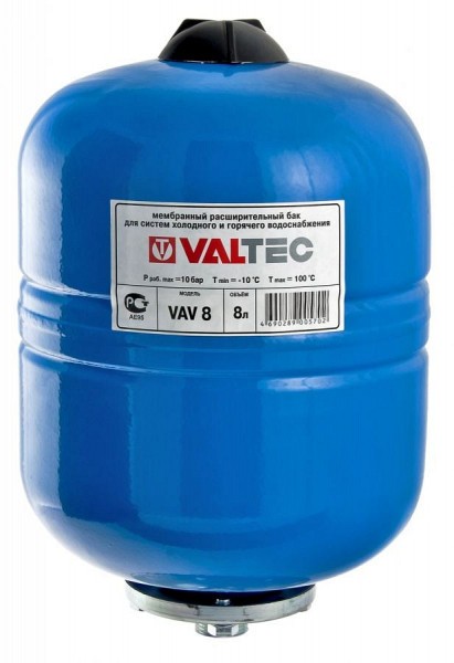 Мембранный бак VALTEC для водоснабжения 8л. СИНИЙ VT.AV.B.060008