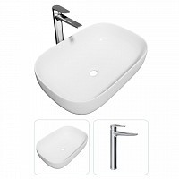 Превью фото Раковина накладная для ванной Teymi Solli 60 в комплекте смеситель высокий хром F07406 № 1