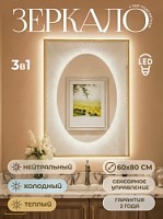 Превью фото Зеркало настенное с подсветкой в ванную Teymi Netta Gold 600х800 LED сенсор T20722 № 1