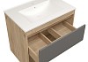 Тумба подвесная с раковиной для ванной 70 см Teymi Vitra корпус дуб фасад графит раковина Ritta 70 F16012 № 8