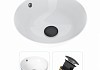 Комплект Teymi 2 в 1 для ванной: раковина Lina kuppi D40 накладная + выпуск Teymi с переливом черный F01560