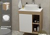 Тумба подвесная с раковиной для ванной 60 см Teymi Nura корпус дуб фасад белый раковина Lina D35 F03447