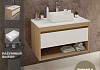 Тумба подвесная с раковиной для ванной 85 см Teymi Ritta корпус дуб фасад белый раковина Helmi Mini 38 F11658