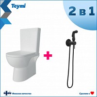 Превью фото Комплект Teymi 2 в 1: Унитаз напольный Aina безободковый с гигиеническим душем Lina черный матовый F10131 № 1