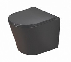 Превью фото Унитаз подвесной Azario Teramo 480х365х360 безободковый в комплекте с сидением микролифт, черный матовый AZ-053E-R-MB SP № 1