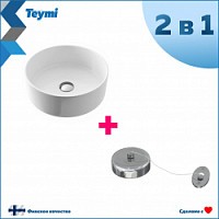 Превью фото Раковина Teymi Lina D41 накладная, белая, веревка для сушки одежды в комплекте F10097 № 1