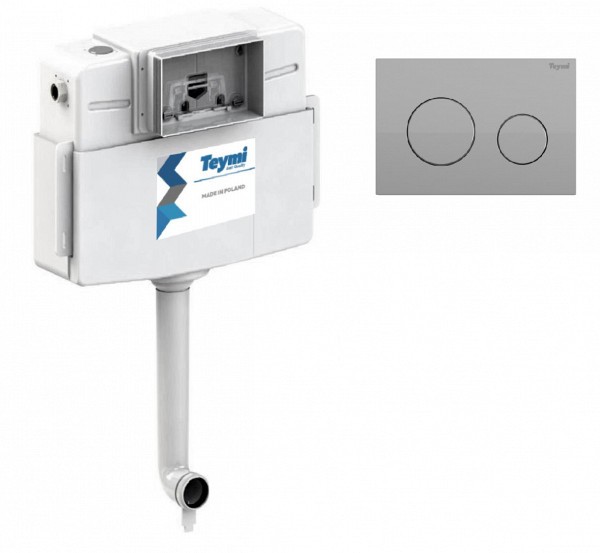 Бачок скрытого монтажа T70013 для приставного унитаза Teymi Aina с клавишей Lina хром глянец